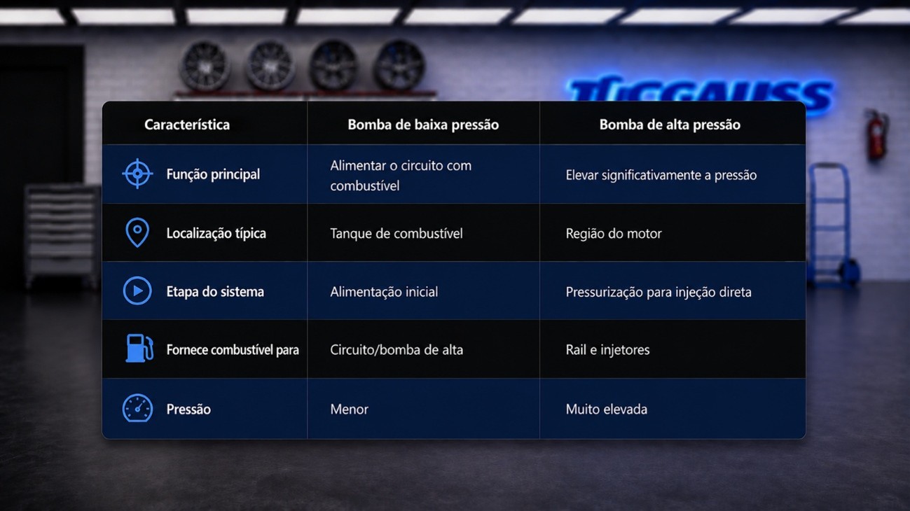 diferenças da bomba de baixa e alta pressão